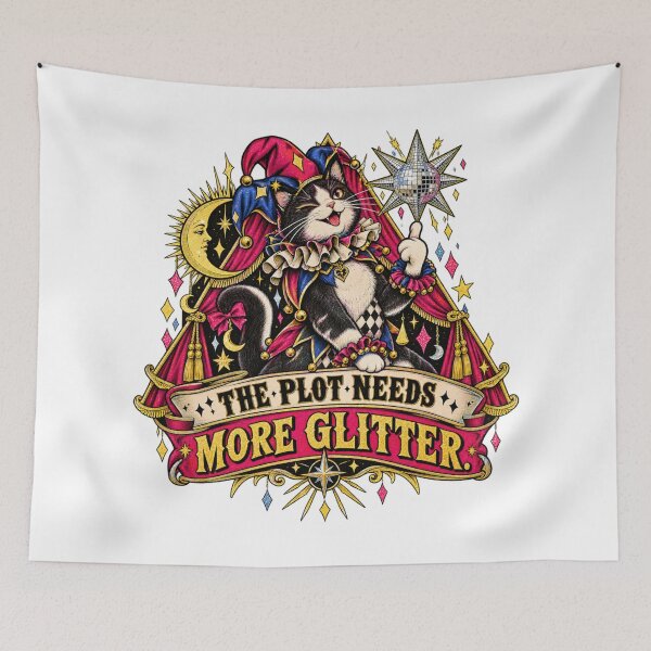 Item preview, The Plot Needs More Glitter Cat designed and sold by ODDLUME CLUB.