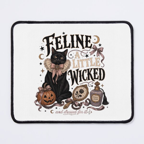 Item preview, Feline a Little Wicked – Coquette Black Cat designed and sold by JoyfullyOffbeat.