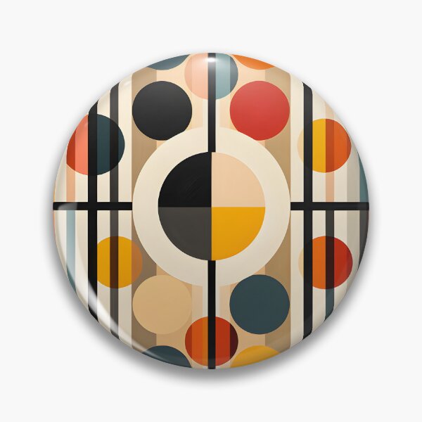 Item preview, Mid Century Geometric Circles and Stripes Abstract Art designed and sold by GutyzDesignsES.