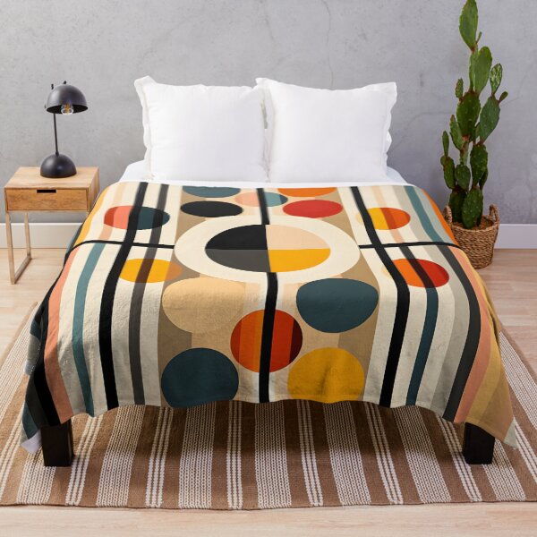 Item preview, Mid Century Geometric Circles and Stripes Abstract Art designed and sold by GutyzDesignsES.