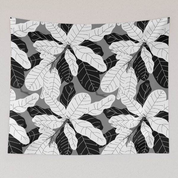 Item preview, Tropicana Banana Leaves in Grayscale designed and sold by YesterdayColl.