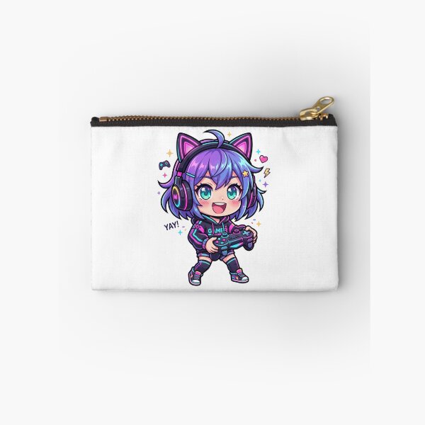 Item preview, Cute Anime Gamer Girl Cat Ear Headset Kawaii Chibi Art designed and sold by mood-draftsman.