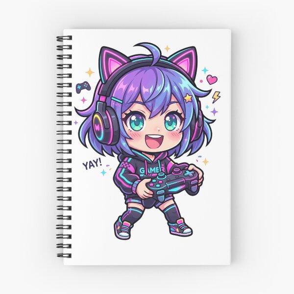 Item preview, Cute Anime Gamer Girl Cat Ear Headset Kawaii Chibi Art designed and sold by mood-draftsman.