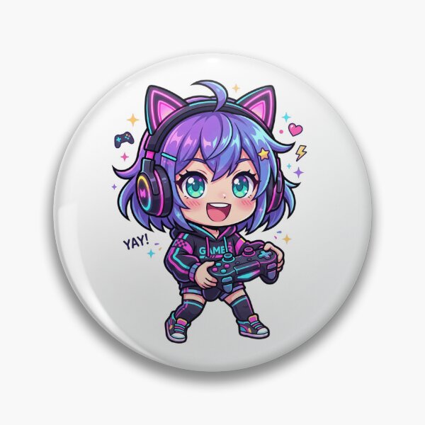 Item preview, Cute Anime Gamer Girl Cat Ear Headset Kawaii Chibi Art designed and sold by mood-draftsman.