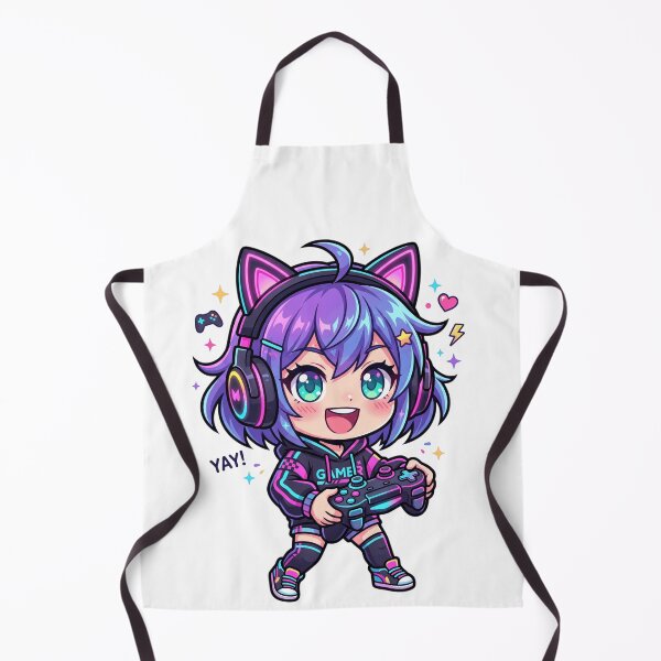 Item preview, Cute Anime Gamer Girl Cat Ear Headset Kawaii Chibi Art designed and sold by mood-draftsman.