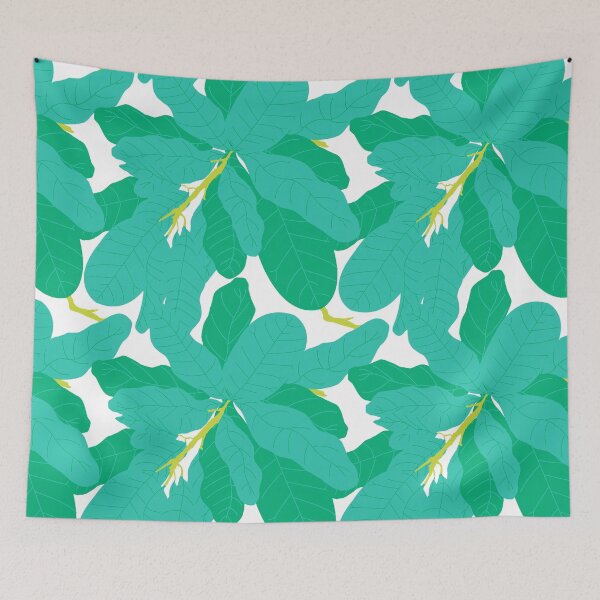 Item preview, Tropicana Banana Leaves in White + Jungle Green designed and sold by YesterdayColl.