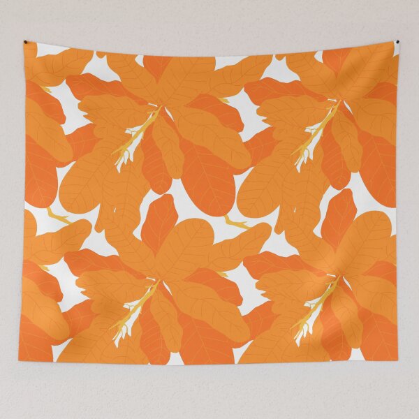 Item preview, Tropicana Banana Leaves in White + Orange designed and sold by YesterdayColl.