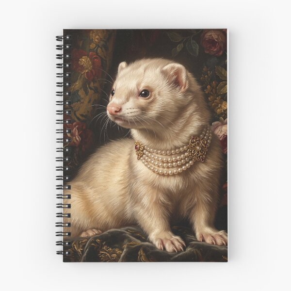 Item preview, Regal Cream Ferret Portrait with Pearl Brooch designed and sold by Real Beast Art.