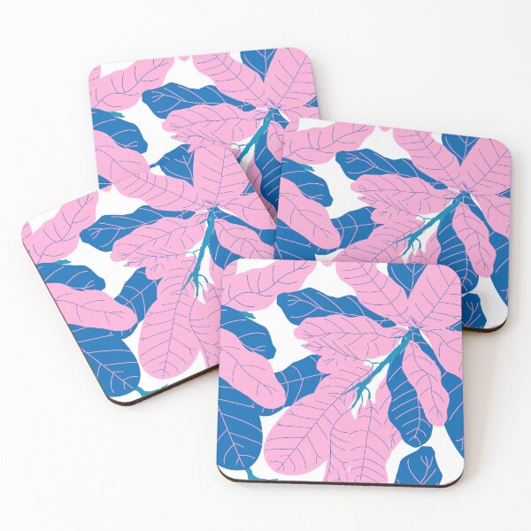 Item preview, Tropicana Banana Leaves in White + Blue Pink designed and sold by YesterdayColl.