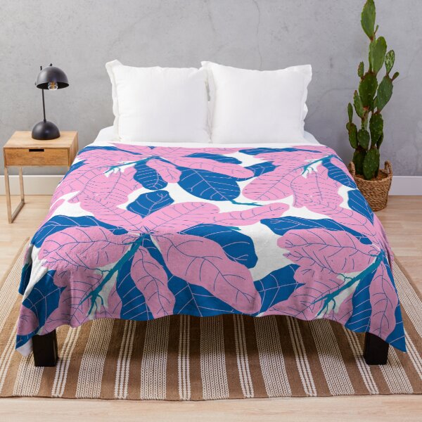 Item preview, Tropicana Banana Leaves in White + Blue Pink designed and sold by YesterdayColl.