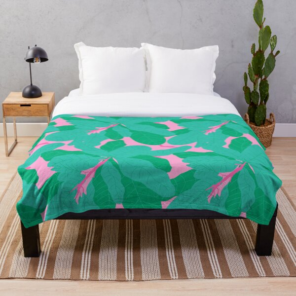 Aperçu de l'œuvre Feuilles de bananier Tropicana, vert jungle et rose créée et vendue par YesterdayColl.