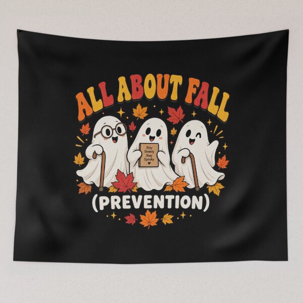 Item preview, All About Fall Prevention Funny Ghost Fall Halloween Season T-Shirt – Funny Halloween Gift, Ghost Graphic Tee designed and sold by Trendably.