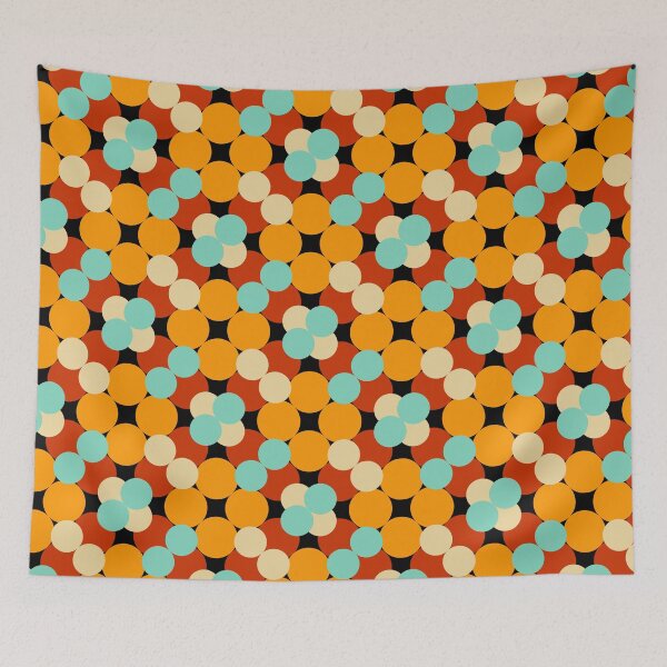 Item preview, Retro Circular Dot Geometric Pattern in Orange and Aqua designed and sold by StefanStudioArt.