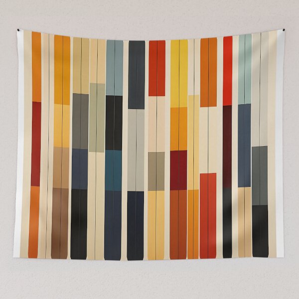 Item preview, Retro Geometric Vertical Stripes Mid Century Abstract Art designed and sold by GutyzDesignsES.