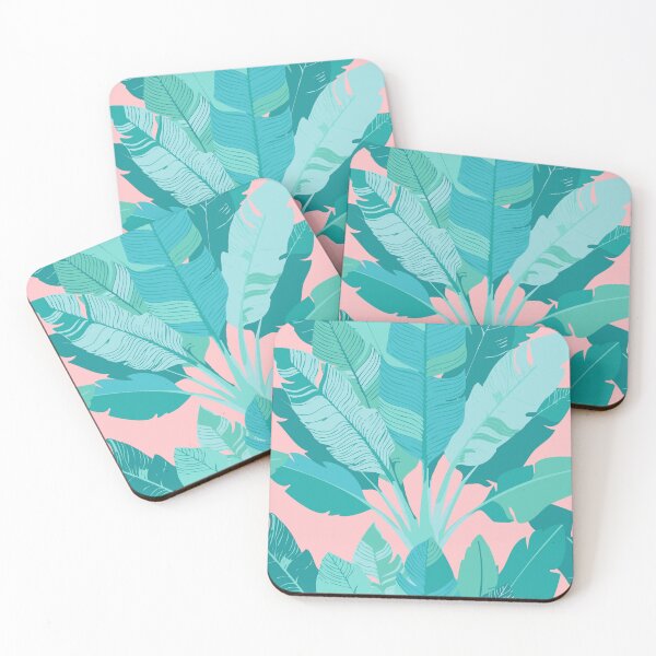 Item preview, Banana Leaf Bunches in Aqua Mint + Conch Pink designed and sold by YesterdayColl.