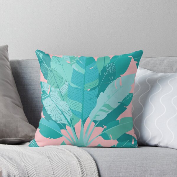 Item preview, Banana Leaf Bunches in Aqua Mint + Conch Pink designed and sold by YesterdayColl.