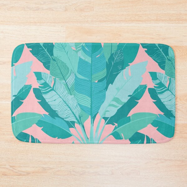 Item preview, Banana Leaf Bunches in Aqua Mint + Conch Pink designed and sold by YesterdayColl.