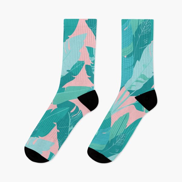 Item preview, Banana Leaf Bunches in Aqua Mint + Conch Pink designed and sold by YesterdayColl.