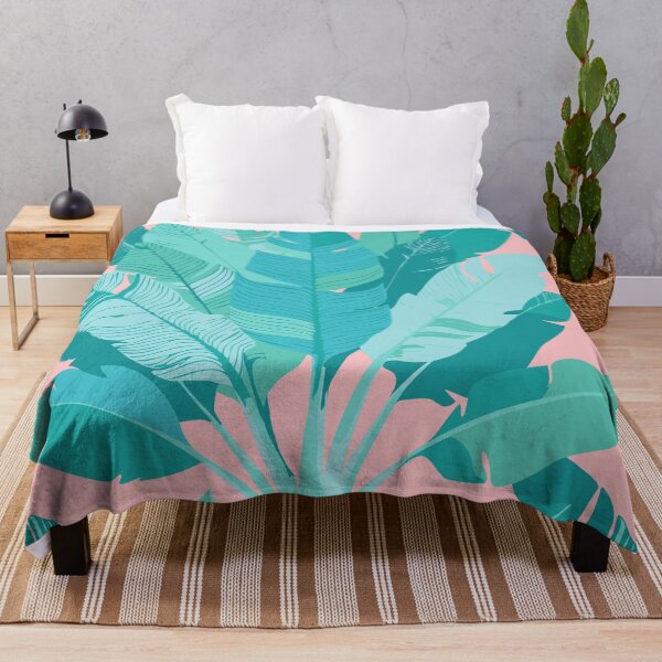 Item preview, Banana Leaf Bunches in Aqua Mint + Conch Pink designed and sold by YesterdayColl.