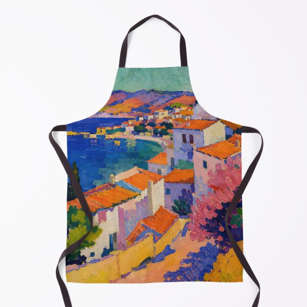 Aperçu de l'œuvre Colorful Mediterranean Coastal Village Impressionist Painting créée et vendue par GutyzDesignsES.