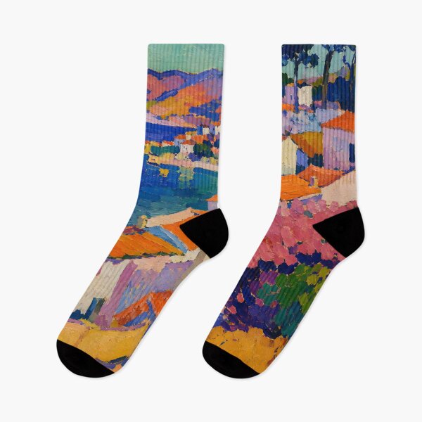 Item preview, Colorful Mediterranean Coastal Village Impressionist Painting designed and sold by GutyzDesignsES.