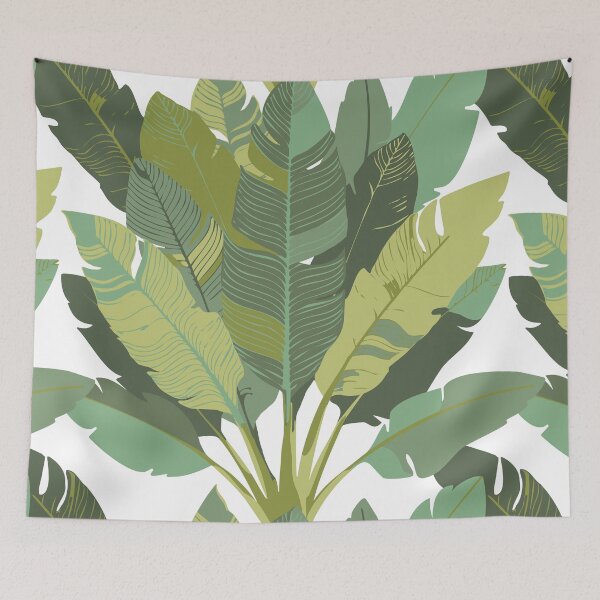 Item preview, Banana Leaf Bunches in Lime Green + White designed and sold by YesterdayColl.