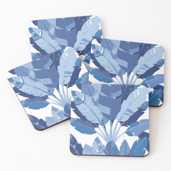 Item preview, Banana Leaf Bunches in Blue + White designed and sold by YesterdayColl.
