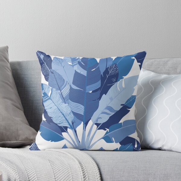 Item preview, Banana Leaf Bunches in Blue + White designed and sold by YesterdayColl.