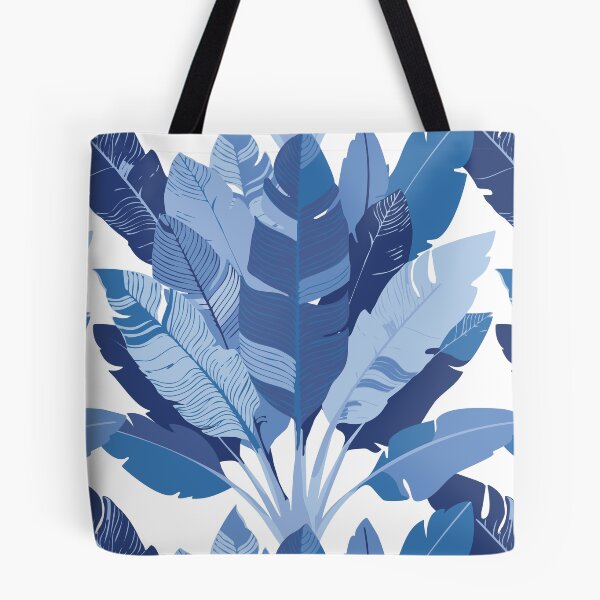 Item preview, Banana Leaf Bunches in Blue + White designed and sold by YesterdayColl.
