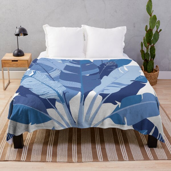 Item preview, Banana Leaf Bunches in Blue + White designed and sold by YesterdayColl.