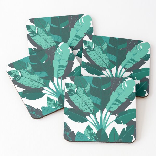 Item preview, Banana Leaf Bunches in Teal Green + White designed and sold by YesterdayColl.