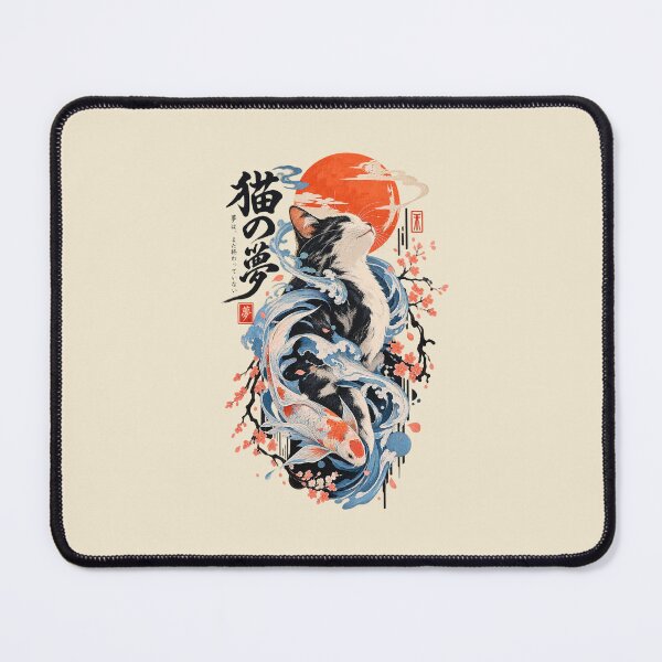 Item preview, Ukiyo-E Cat with Koi Waves designed and sold by DoobleU.