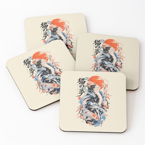 Item preview, Ukiyo-E Cat with Koi Waves designed and sold by DoobleU.