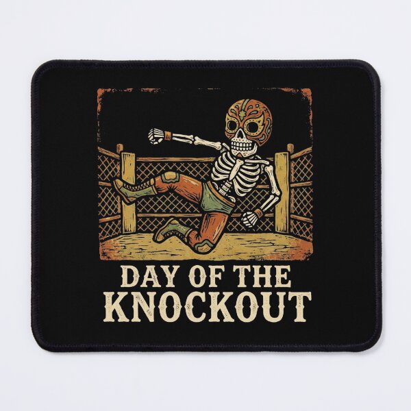 Item preview, Day of the Knockout Lucha Libre Skeleton Luchador Dia de Muertos Shirt designed and sold by TeNovaStudio.
