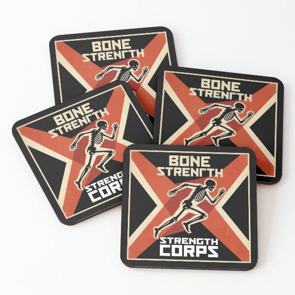Item preview, Bone Strength Corps Constructivist Running Skeleton Retro Propaganda Shirt designed and sold by TeNovaStudio.