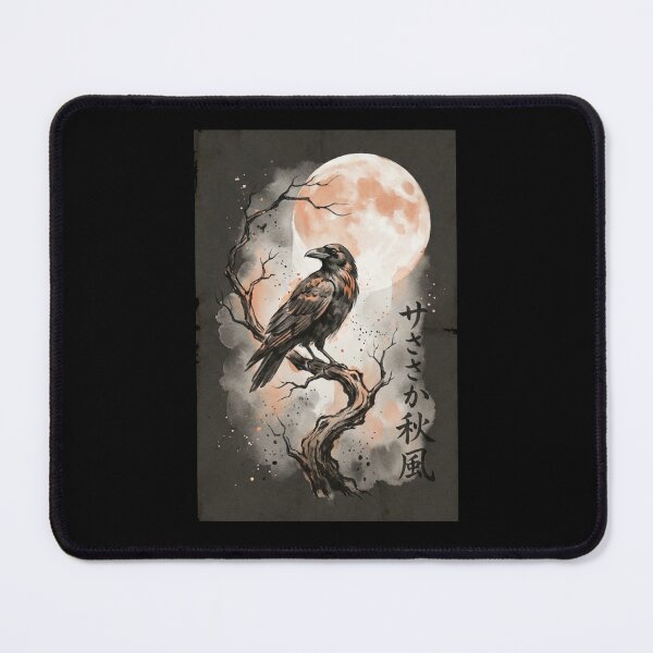 Item preview, Japanese Sumi E Raven Full Moon Kanji Autumn Ink Wash Gothic Crow Shirt designed and sold by TeNovaStudio ⭐⭐⭐⭐⭐.