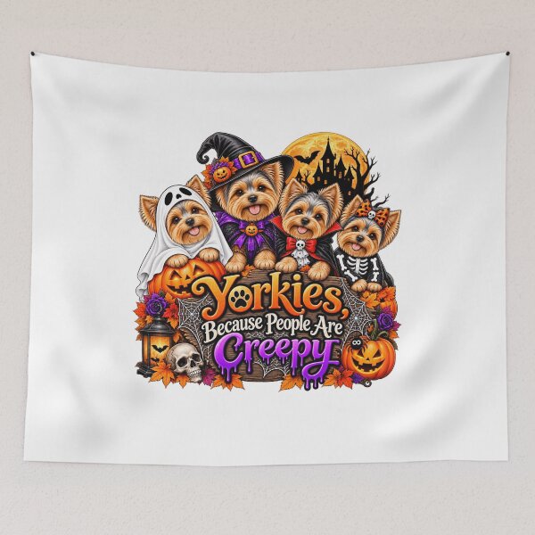 Item preview, Yorkies Because People Are Creepy Funny Yorkshire Terrier Halloween Dog Humor designed and sold by beoldfashioned.