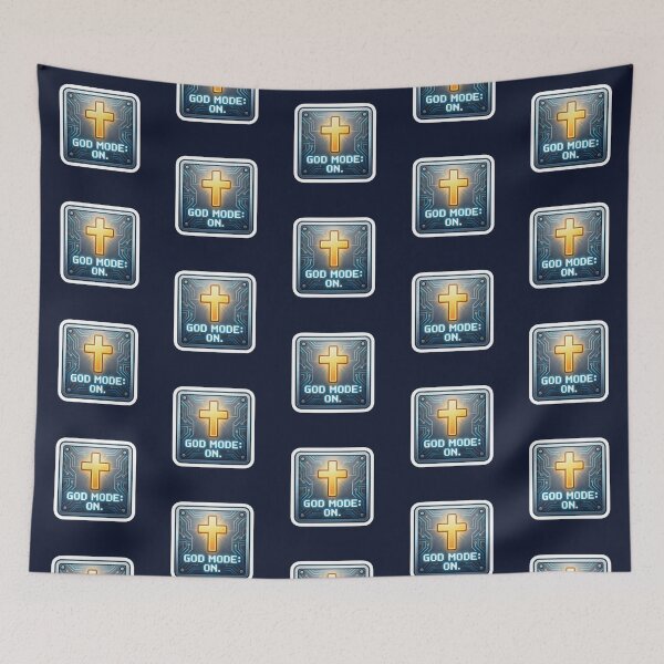 Item preview, God Mode On Christian Gamer Design with Technological Cross designed and sold by MantoSagrado.