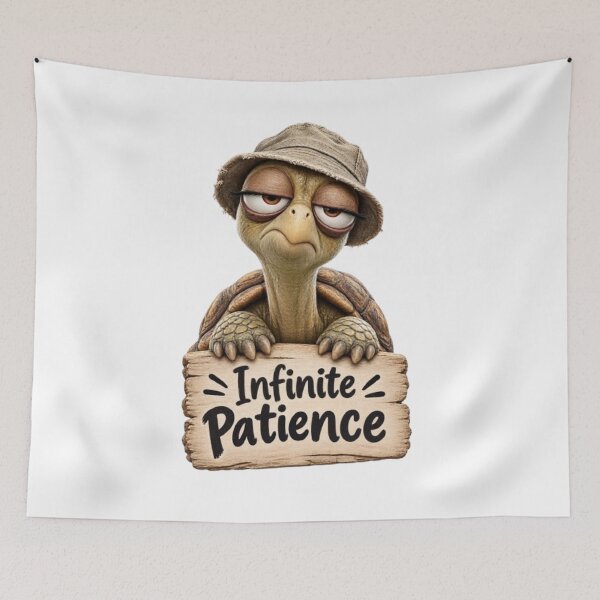 Item preview, Happy Turtle Holding Infinite Patience Sign designed and sold by Snurly.