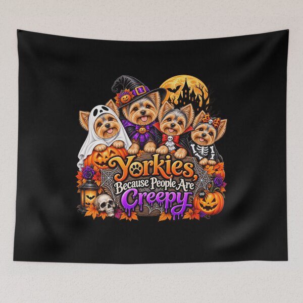 Item preview, Yorkies Because People Are Creepy Funny Yorkshire Terrier Halloween Dog Humor designed and sold by beoldfashioned.