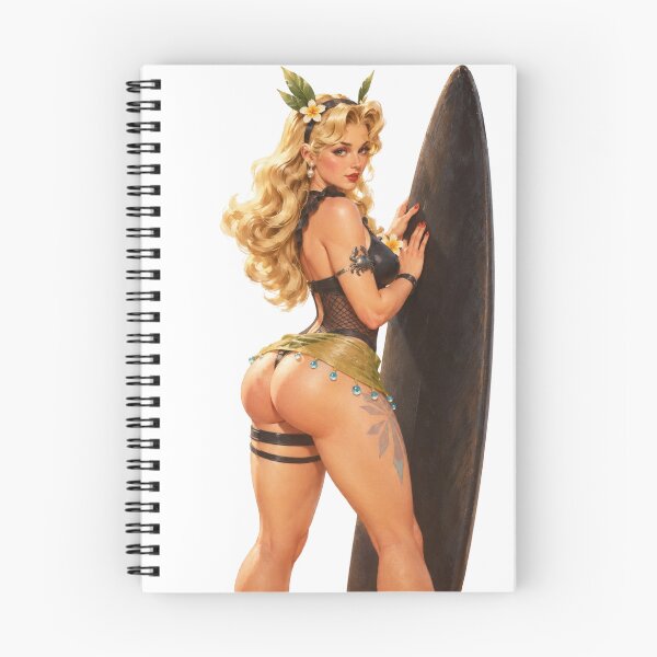 Item preview, Surfboard Beach Girl Vintage 1940s Retro Summer Pin Up Art  designed and sold by Cosplayvintage.