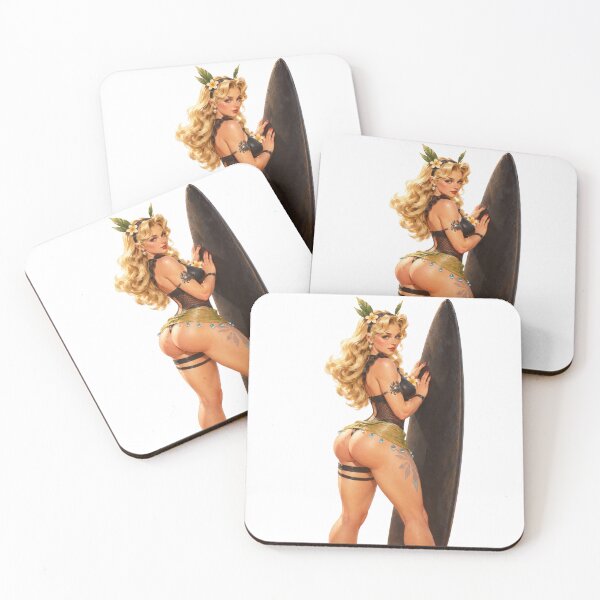 Item preview, Surfboard Beach Girl Vintage 1940s Retro Summer Pin Up Art  designed and sold by Cosplayvintage.
