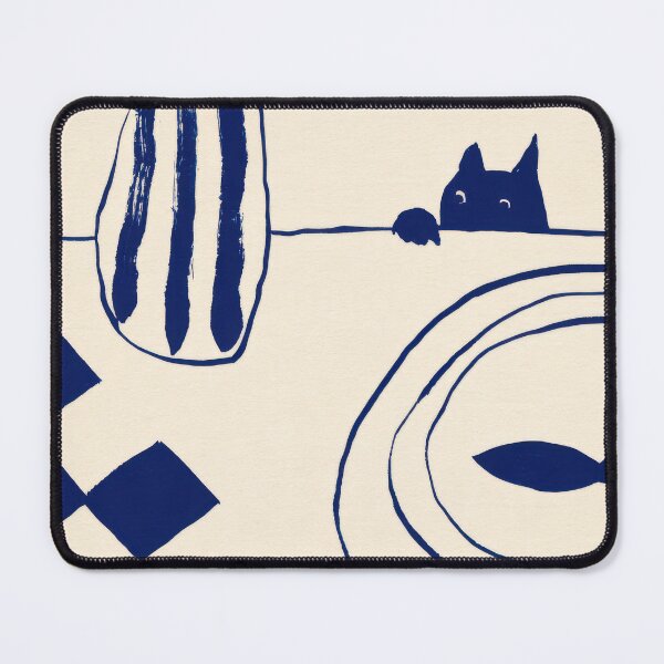 Item preview, Curious Cat and Fish Minimal Folk Painting designed and sold by Sunday Margaritas Art.