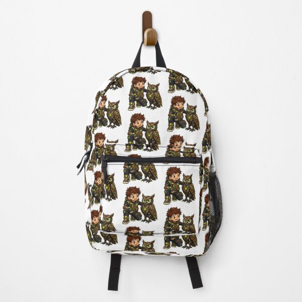 Item preview, Cute Chibi Boy and Futuristic Mechanical Owl Illustration designed and sold by Nubian Style.