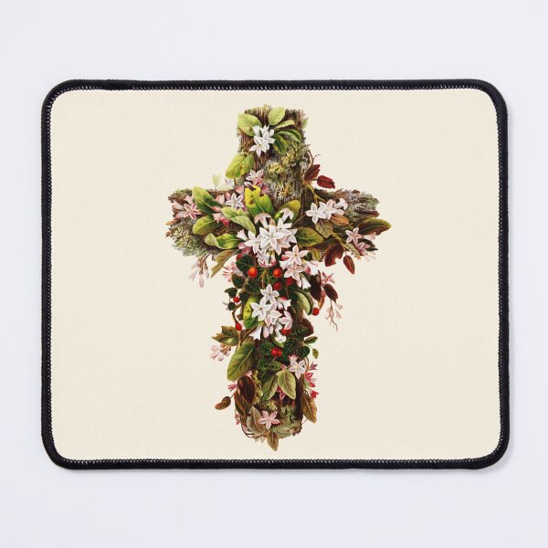 Item preview, Moss and Blossom Cross by O.E. Whitney, 1875 designed and sold by Exhumed Archives.
