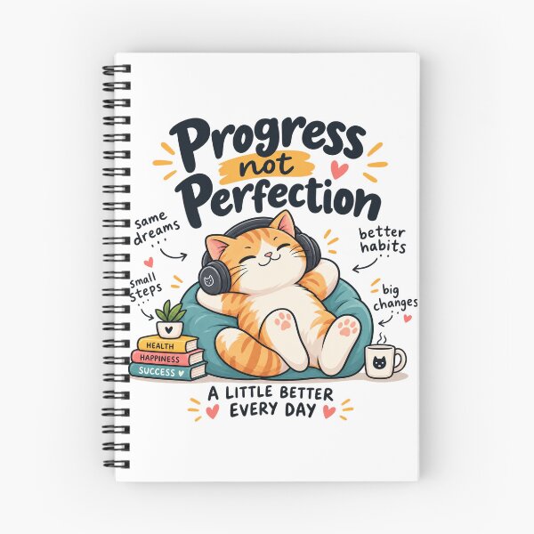 Item preview, Progress Not Perfection — Cute Motivational Cat designed and sold by Designseller1.