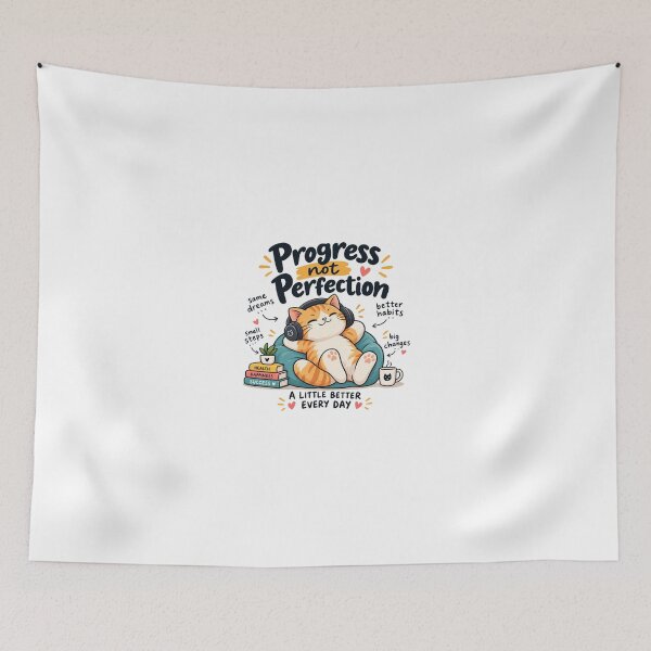 Item preview, Progress Not Perfection — Cute Motivational Cat designed and sold by Designseller1.