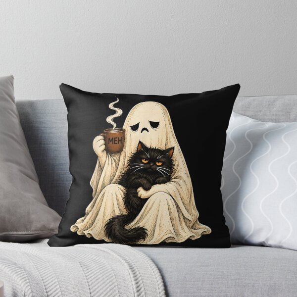 Item preview, Grumpy Ghost Black Cat Coffee Vintage Halloween Men Women  designed and sold by PladypooZztrt.