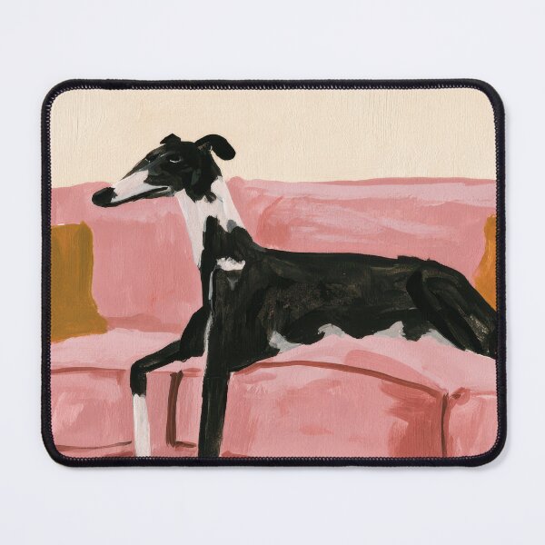 Item preview, Greyhound Resting on a Pink Sofa Painting designed and sold by Sunday Margaritas Art.
