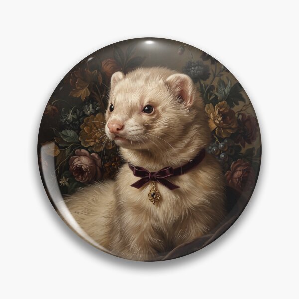 Item preview, Regal Cream Ferret Portrait with Velvet Ribbon designed and sold by Real Beast Art.